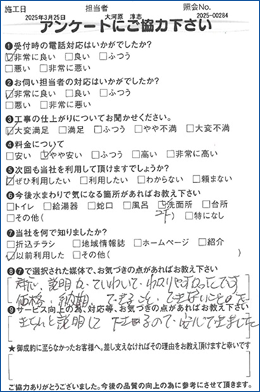 トイレリフォームのアンケート画像